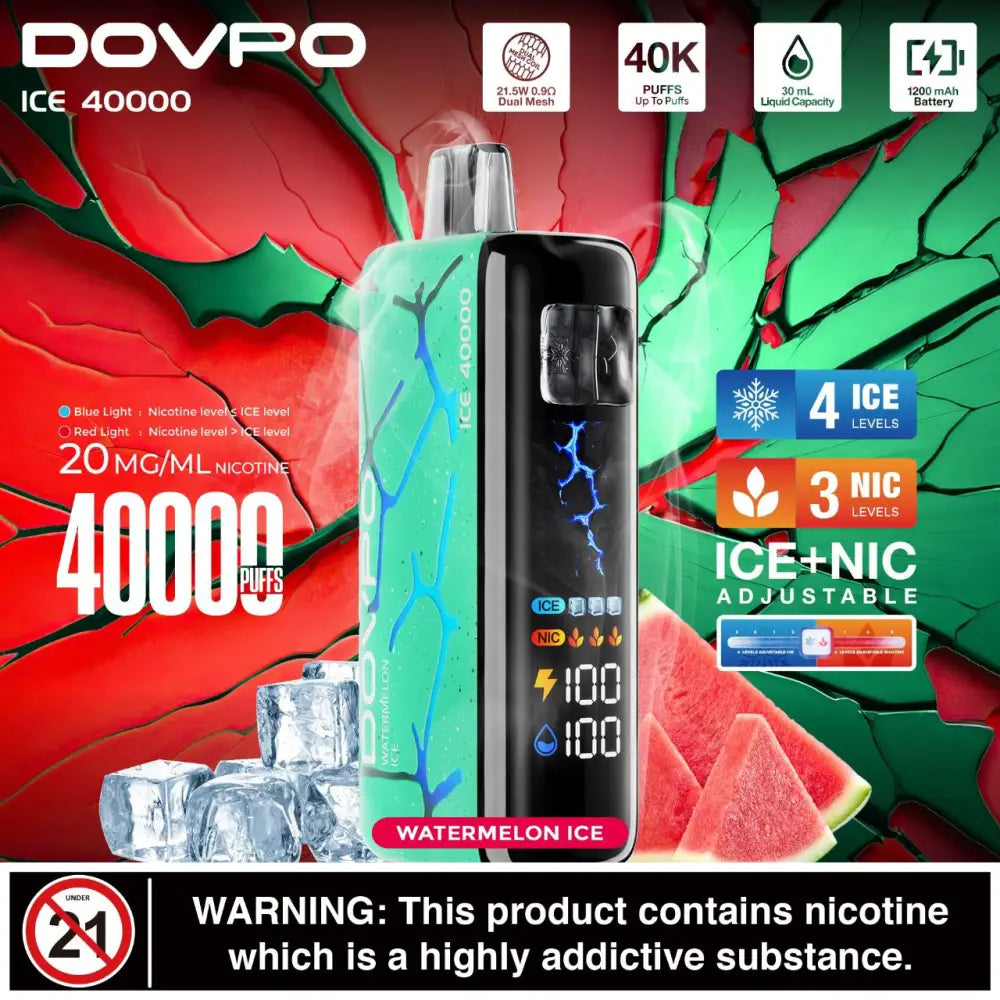 Dovpo Ice 40000 Puffs Disposable Vape - Watermelon Ice - Disposable Vape - Vapes Uae