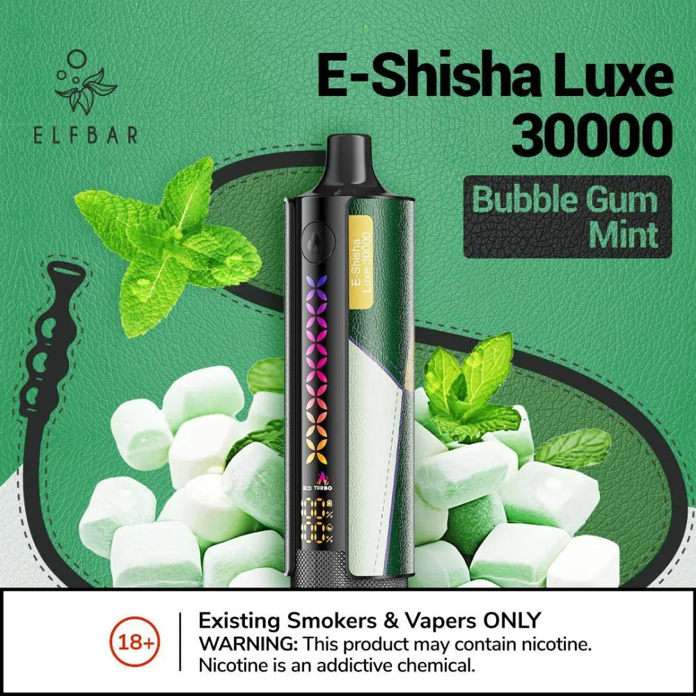 E-shisha Luxe 30000 Disposable Vape - Bubble Gum Mint - Disposable Vape - Vapes Uae