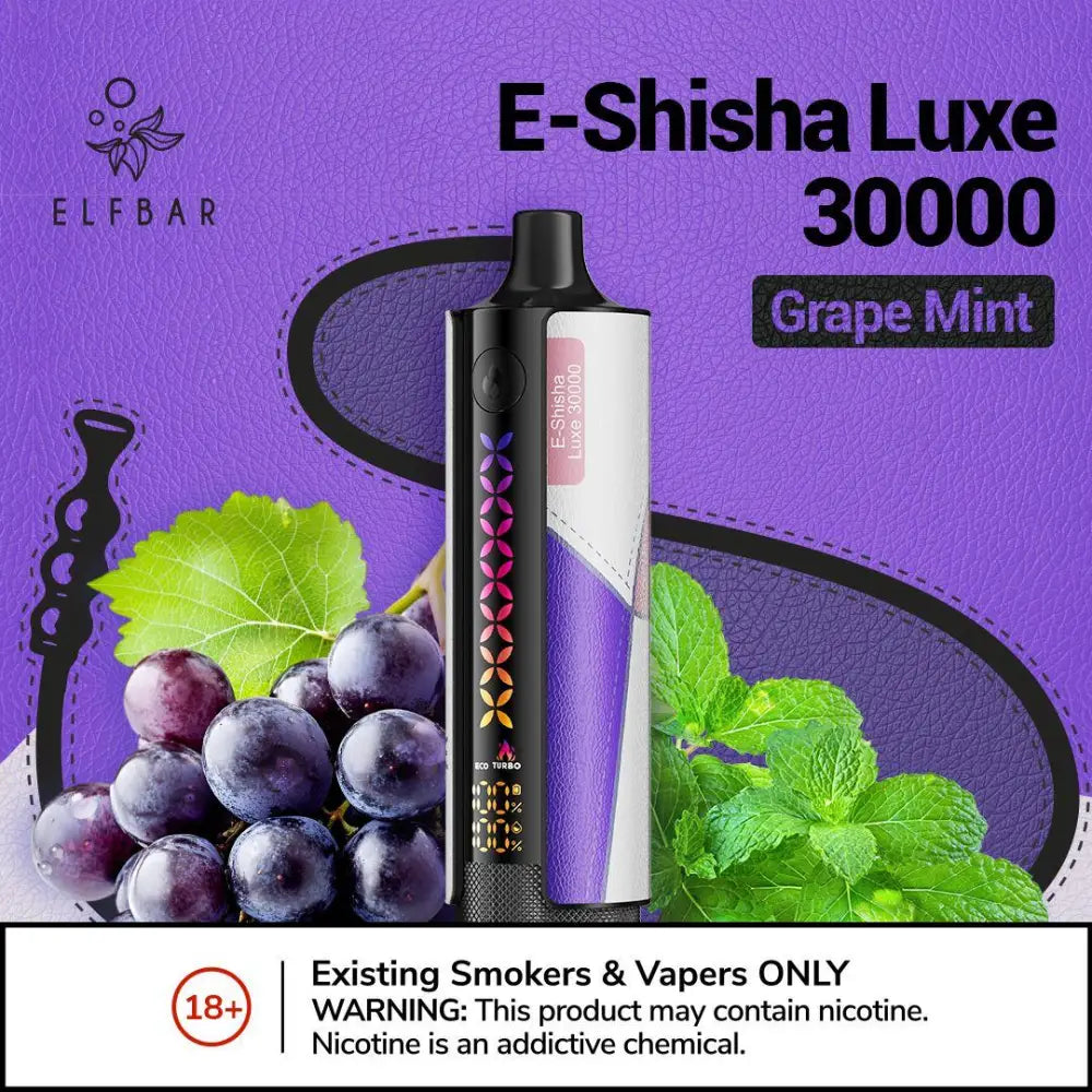 E-shisha Luxe 30000 Disposable Vape - Grape Mint - Disposable Vape - Vapes Uae