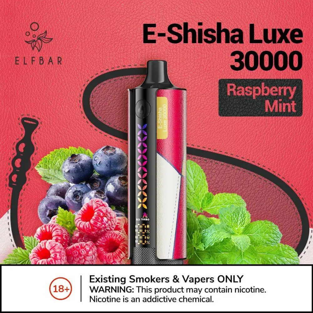 E-shisha Luxe 30000 Disposable Vape - Raspberry Mint - Disposable Vape - Vapes Uae