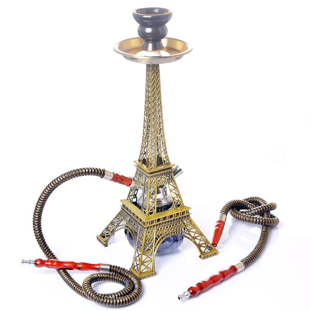 Eiffel tower double pipe shisha hookah set - bronze - shisha - vapes uae