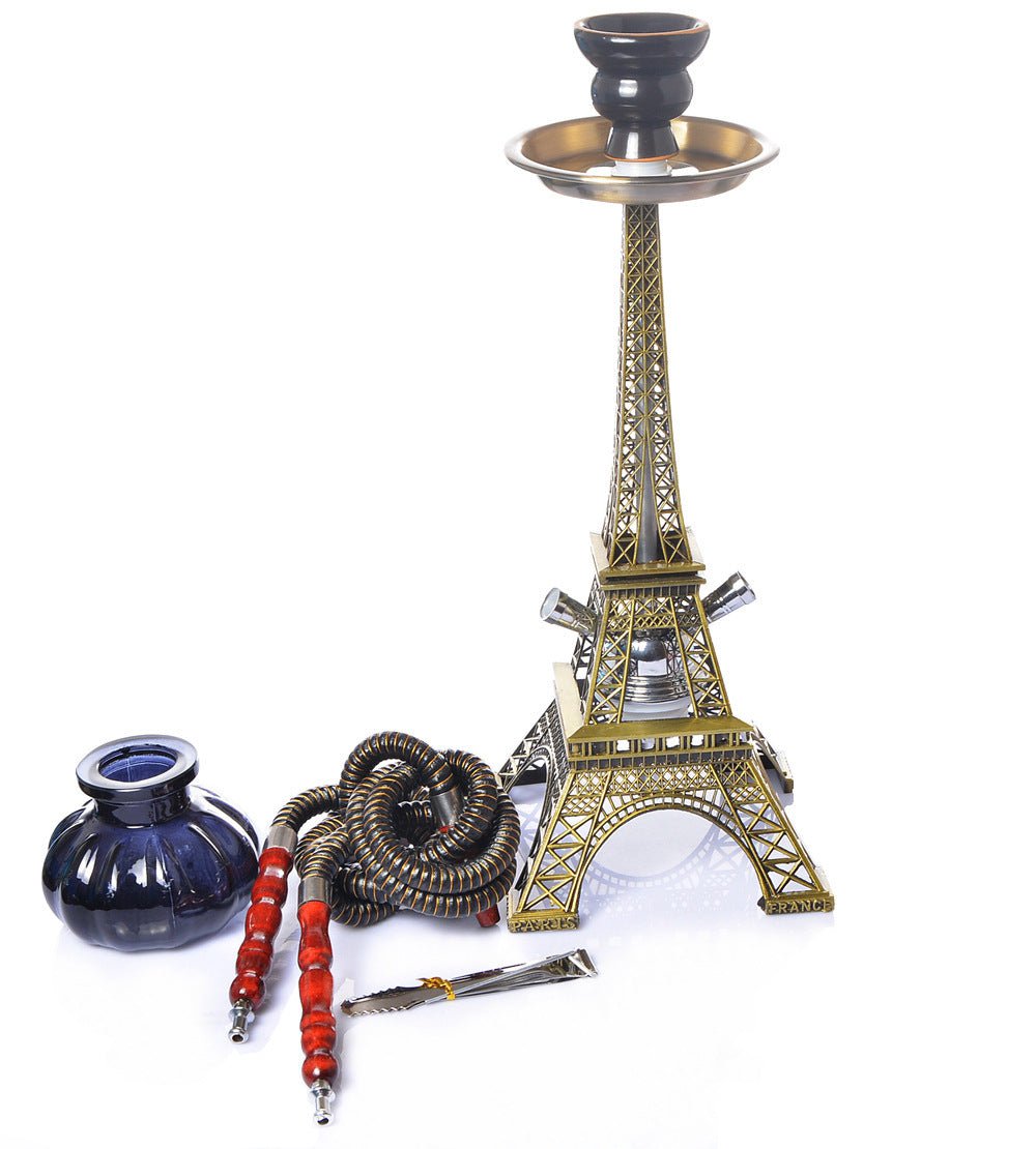 Eiffel tower double pipe shisha hookah set - bronze - shisha - vapes uae