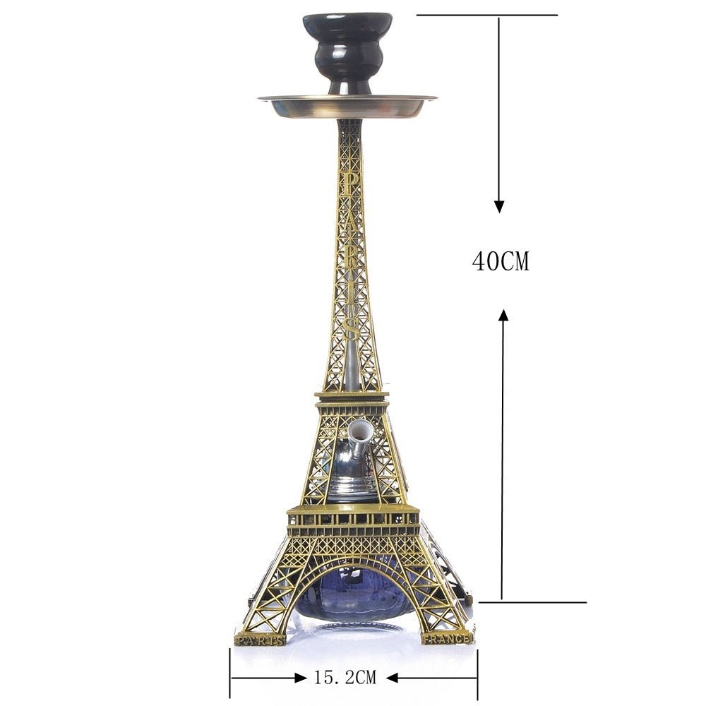 Eiffel tower double pipe shisha hookah set - bronze - shisha - vapes uae