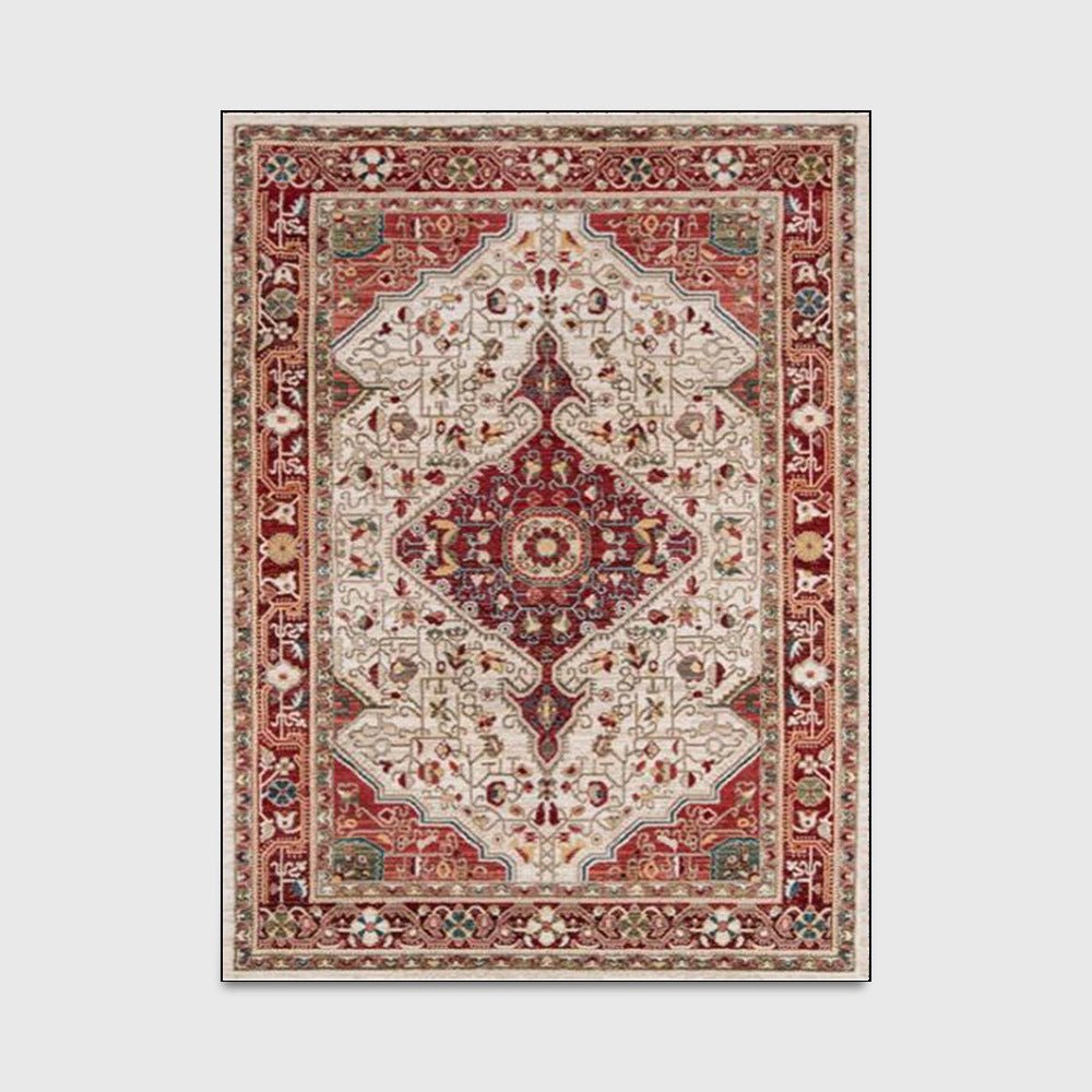 Elegant floral damask area rug - timeless traditional medallion pattern carpet for living room dining room bedroom