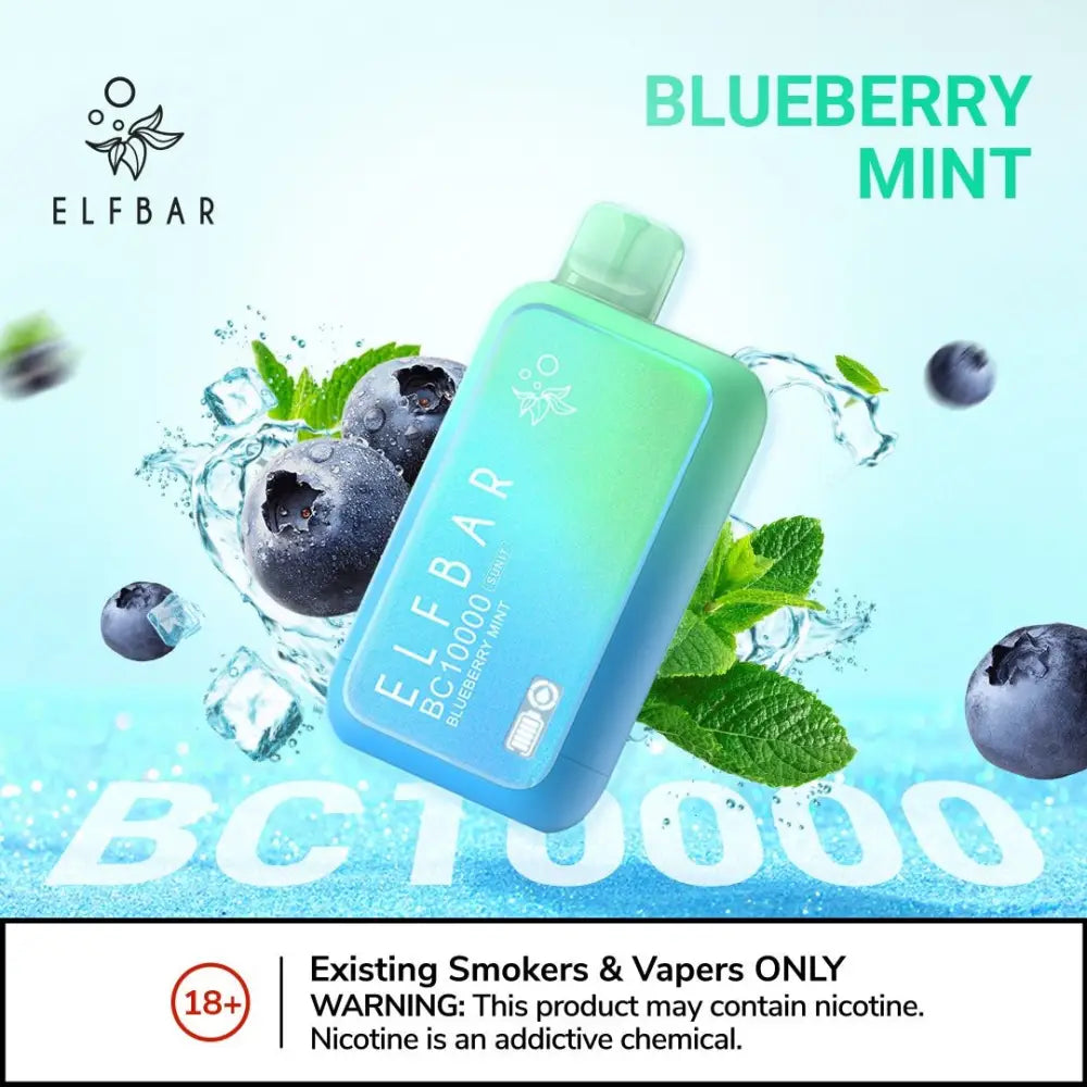 Elfbar Bc10000 Puffs - Blueberry Mint - Disposable Vape - Vapes Uae