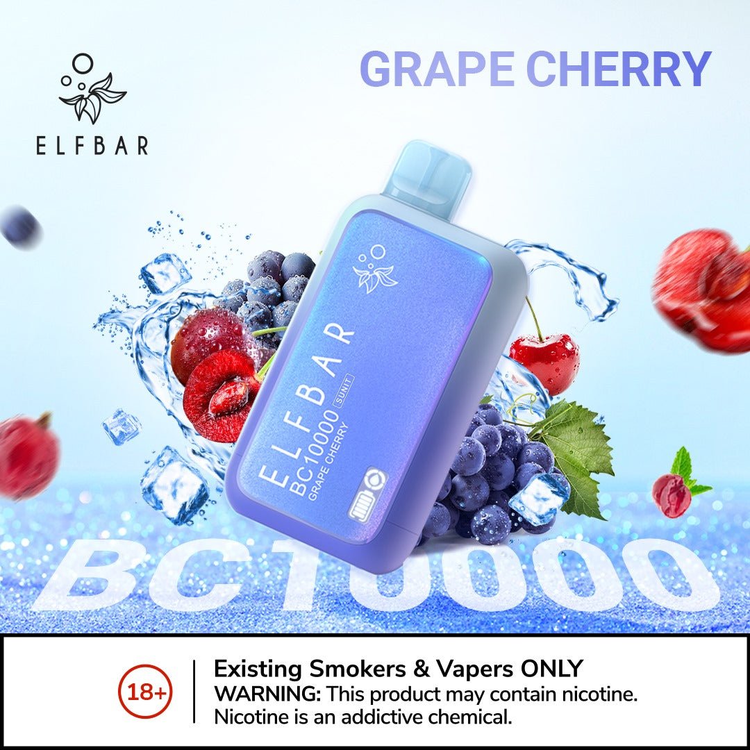 Elfbar bc10000 puffs - grape cherry - disposable vape - vapes uae