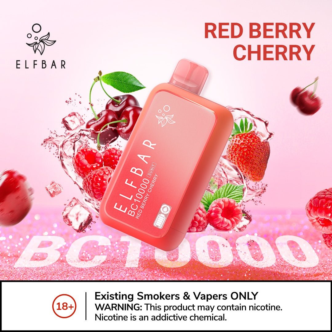 Elfbar bc10000 puffs - red berry cherry - disposable vape - vapes uae