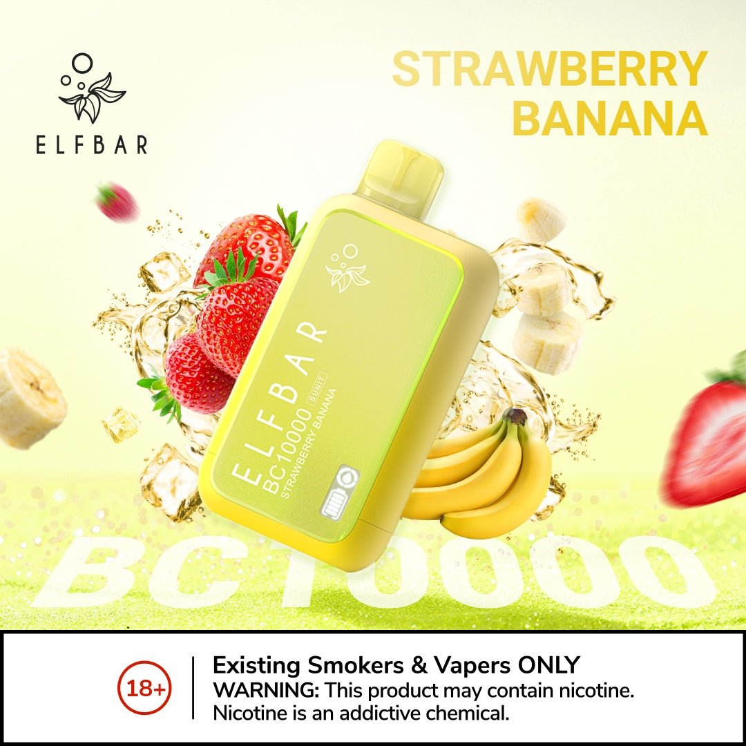 Elfbar bc10000 puffs - strawberry banana - disposable vape - vapes uae