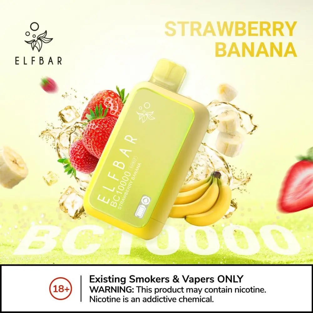 Elfbar Bc10000 Puffs - Strawberry Banana - Disposable Vape - Vapes Uae