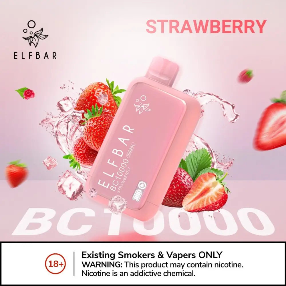 Elfbar Bc10000 Puffs - Strawberry - Disposable Vape - Vapes Uae