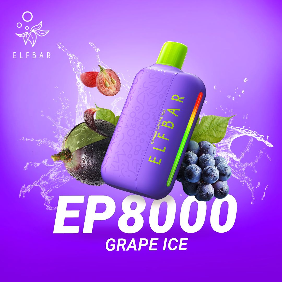 Elfbar ep8000 puffs - grape ice - disposable vape - vapes uae