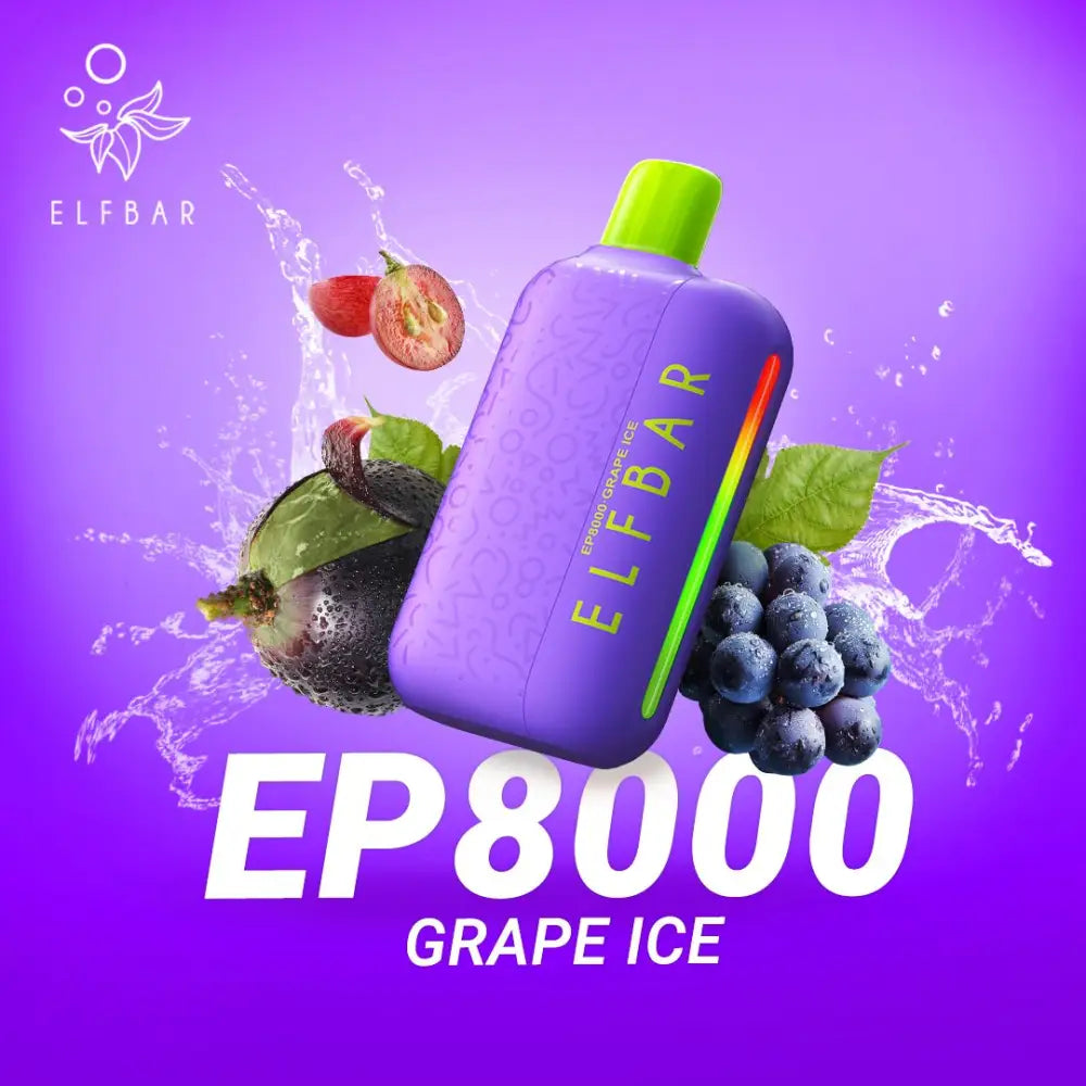 Elfbar Ep8000 Puffs - Grape Ice - Disposable Vape - Vapes Uae