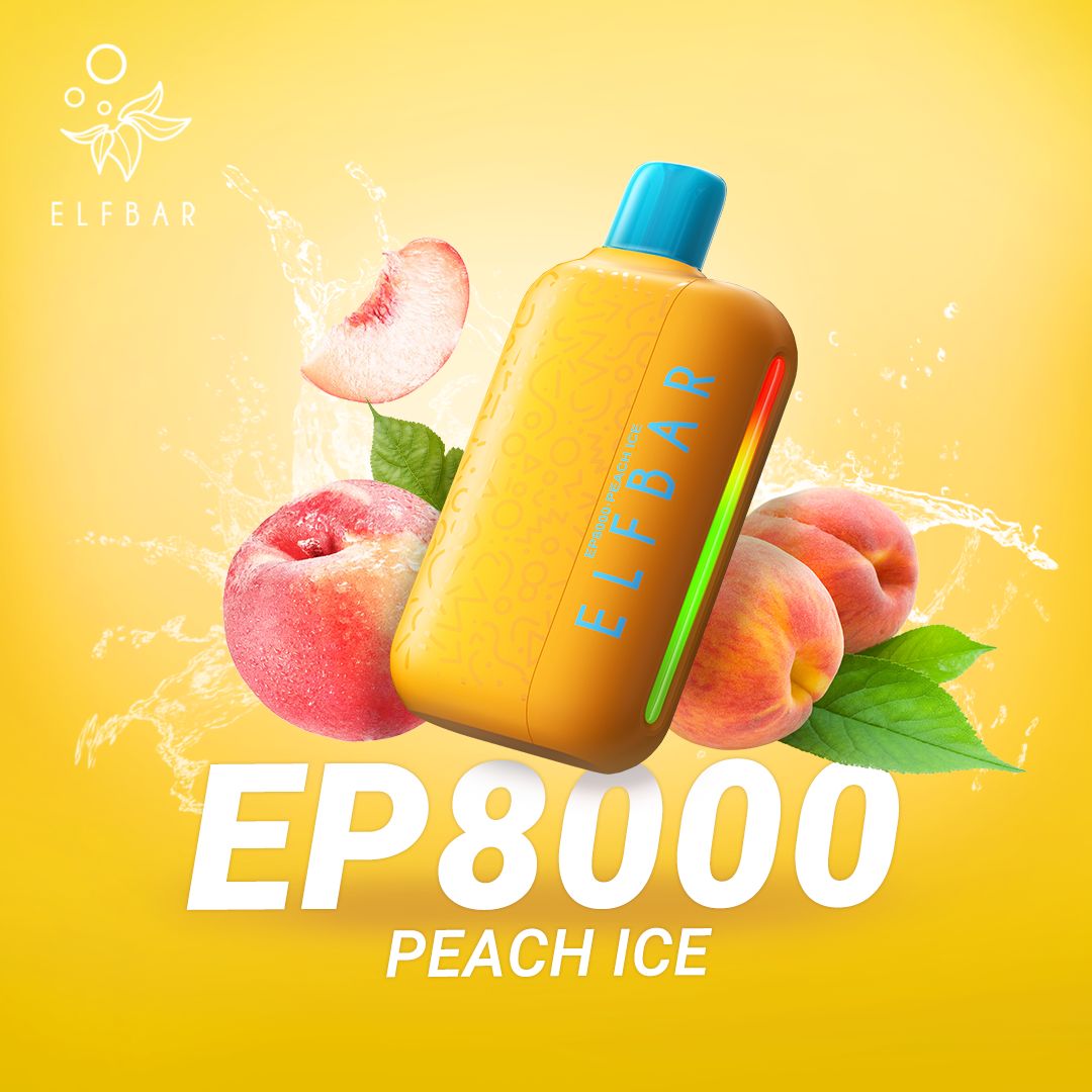 Elfbar ep8000 puffs - peach ice - disposable vape - vapes uae