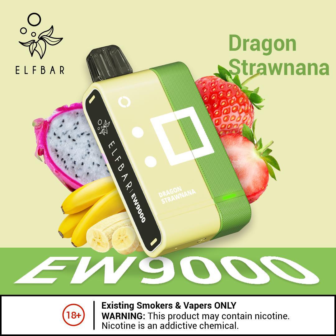 Elfbar ew9000 pods - dragon strawnana - disposable vape - vapes uae