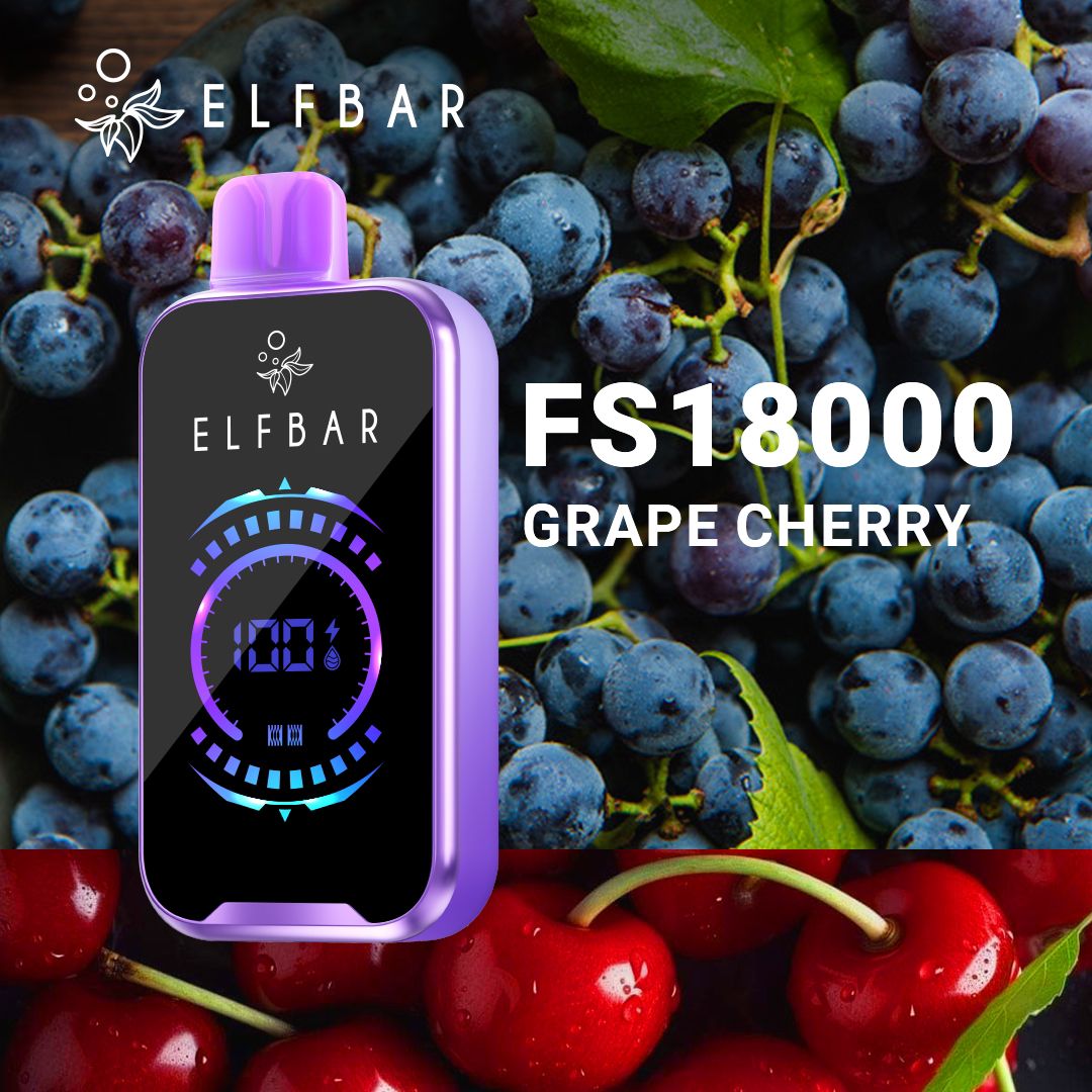 Elfbar fs18000 puffs - grape cherry - disposable vape - vapes uae