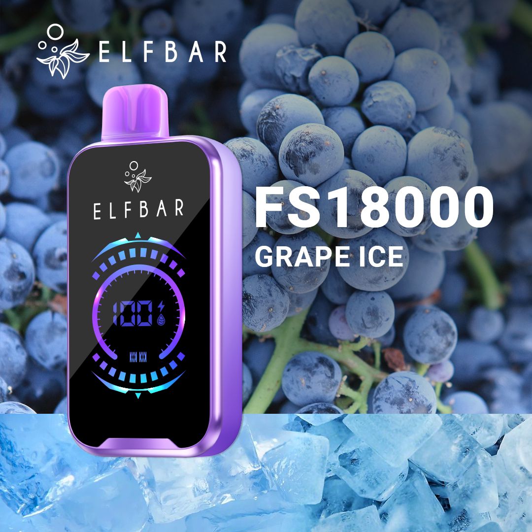 Elfbar fs18000 puffs - grape ice - disposable vape - vapes uae