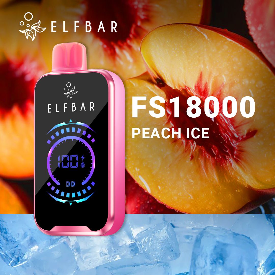 Elfbar fs18000 puffs - peach ice - disposable vape - vapes uae