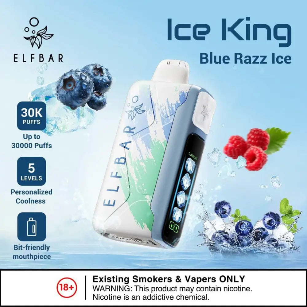 Elfbar Ice King 30000 Puffs Disposable Vape - Blue Razz Ice - Disposable Vape - Vapes Uae