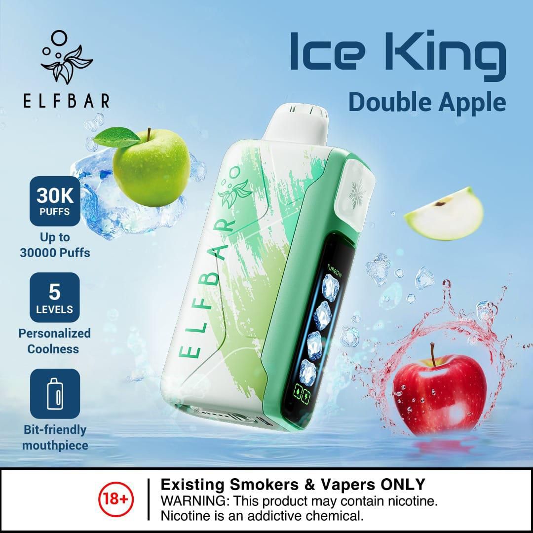 Elfbar Ice King 30000 Puffs Disposable Vape - Double Apple - Disposable Vape - Vapes Uae