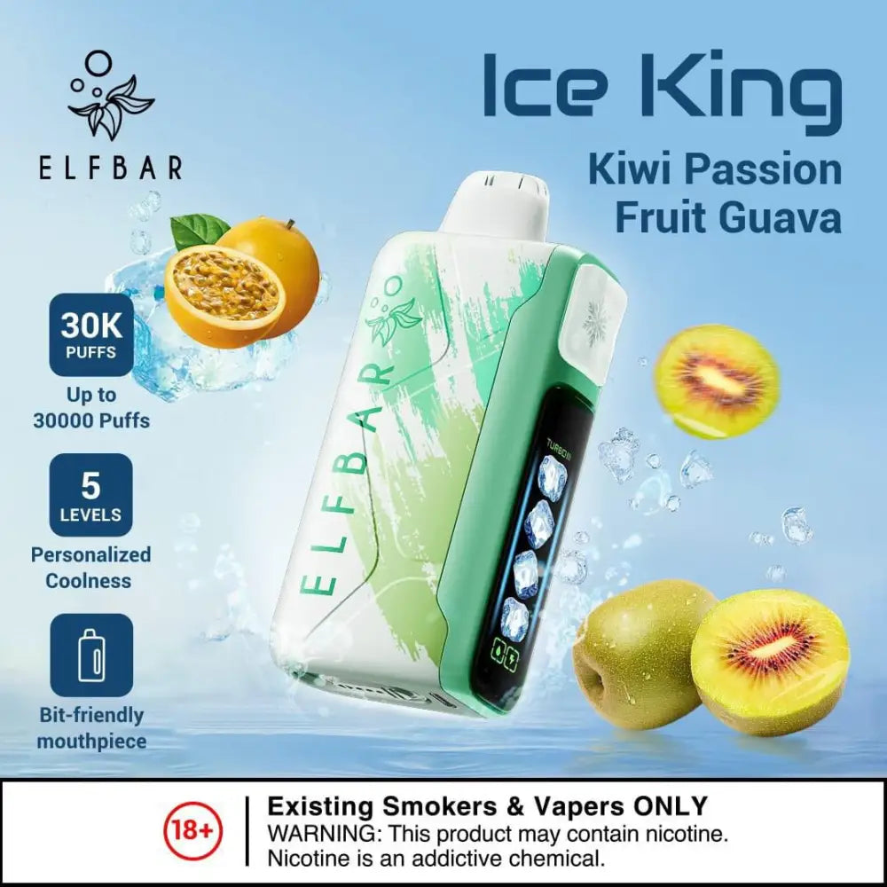 Elfbar Ice King 30000 Puffs Disposable Vape - Kiwi Passion Fruit Guava - Disposable Vape - Vapes Uae