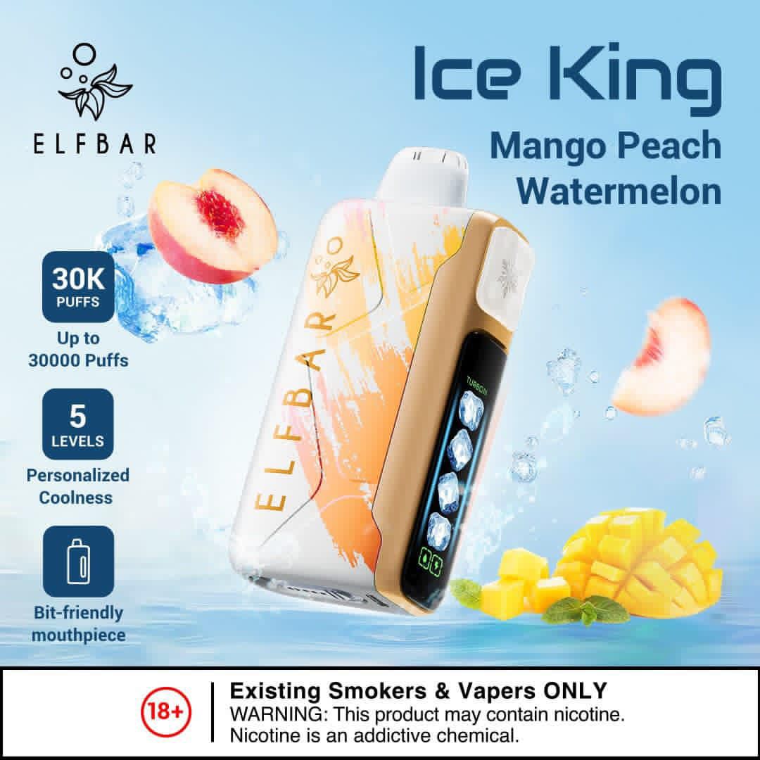 Elfbar Ice King 30000 Puffs Disposable Vape - Mango Peach Watermelon - Disposable Vape - Vapes Uae