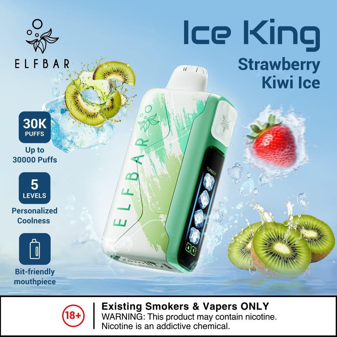 Elfbar Ice King 30000 Puffs Disposable Vape - Strawberry Kiwi Ice - Disposable Vape - Vapes Uae