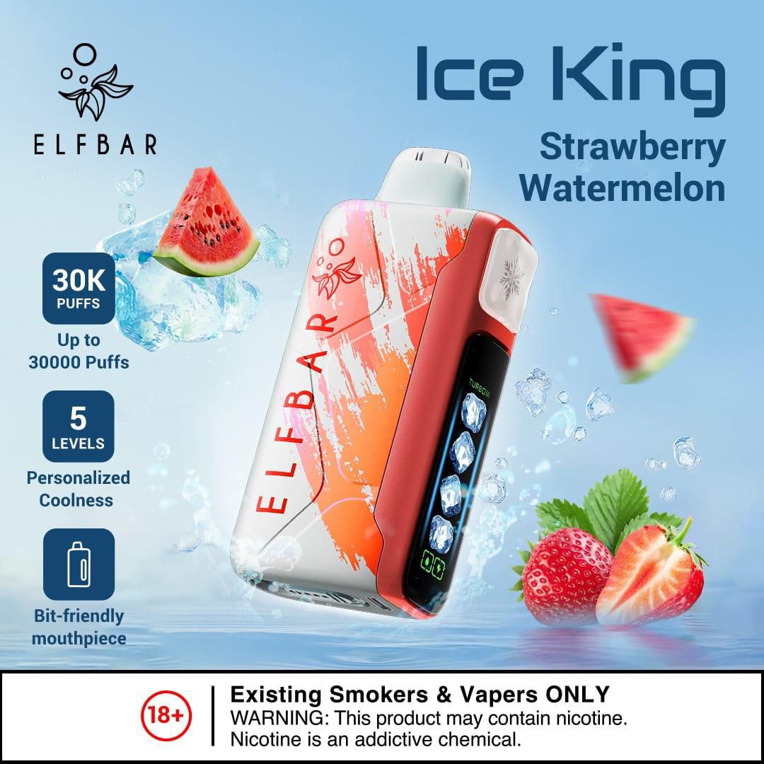 Elfbar Ice King 30000 Puffs Disposable Vape - Strawberry Watermelon - Disposable Vape - Vapes Uae