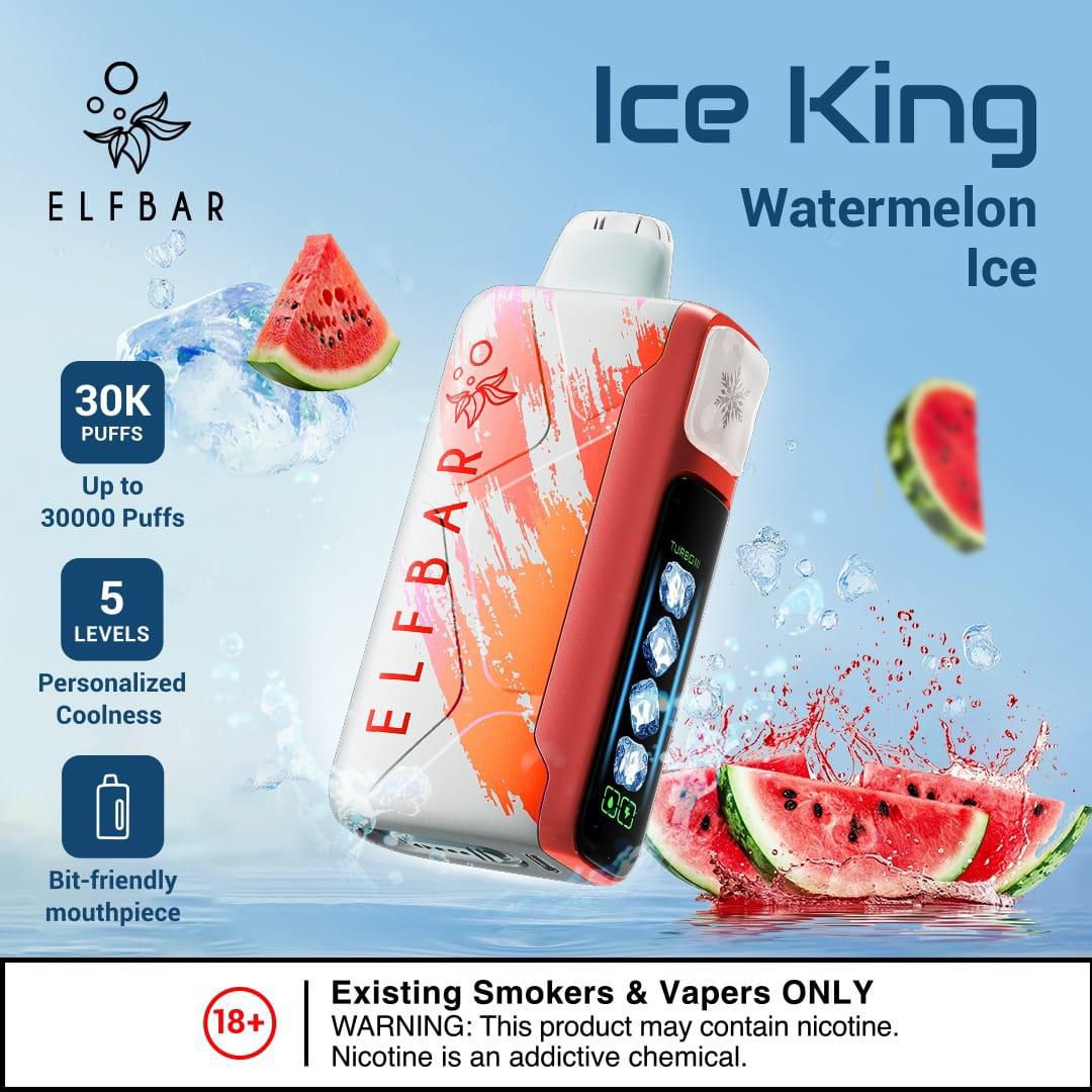 Elfbar Ice King 30000 Puffs Disposable Vape - Watermelon Ice - Disposable Vape - Vapes Uae