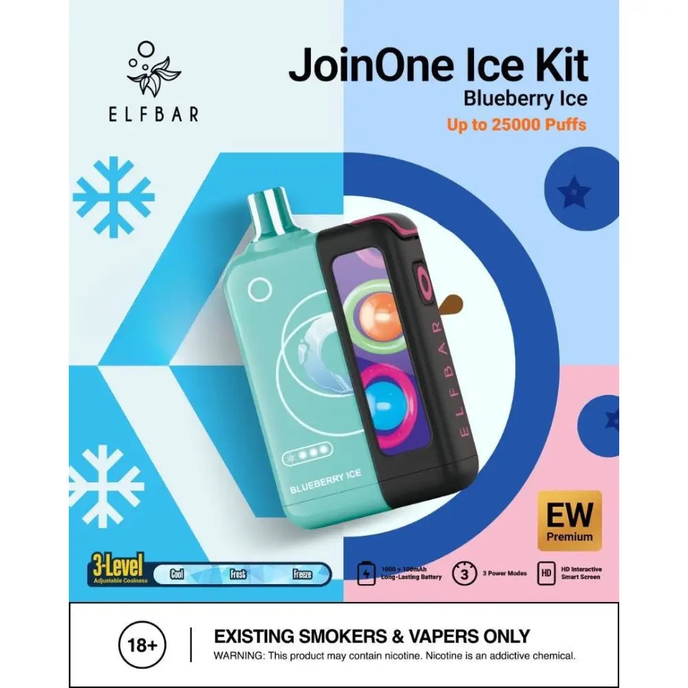 Elfbar Join one Ice Kit 25000 Puffs Disposable Vape - Blueberry Ice - Disposable Vape - Vapes Uae