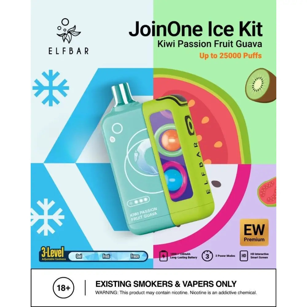 Elfbar Join one Ice Kit 25000 Puffs Disposable Vape - Kiwi Passionfruit Guava - Disposable Vape - Vapes Uae