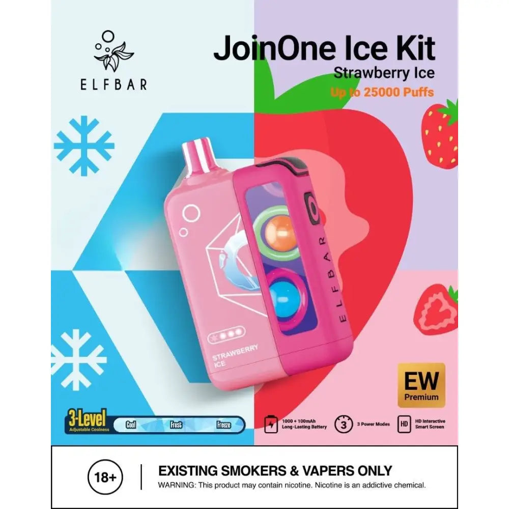 Elfbar Join one Ice Kit 25000 Puffs Disposable Vape - Strawberry Ice - Disposable Vape - Vapes Uae