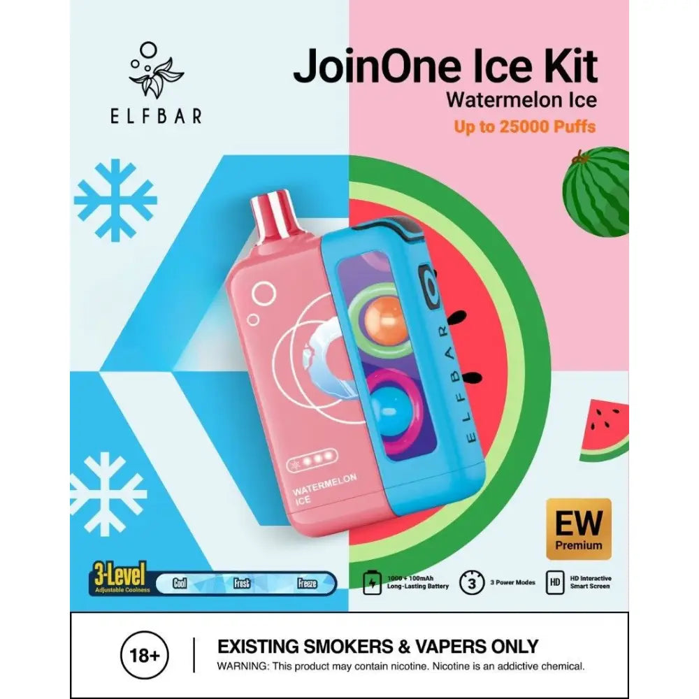 Elfbar Join one Ice Kit 25000 Puffs Disposable Vape - Watermelon Ice - Disposable Vape - Vapes Uae