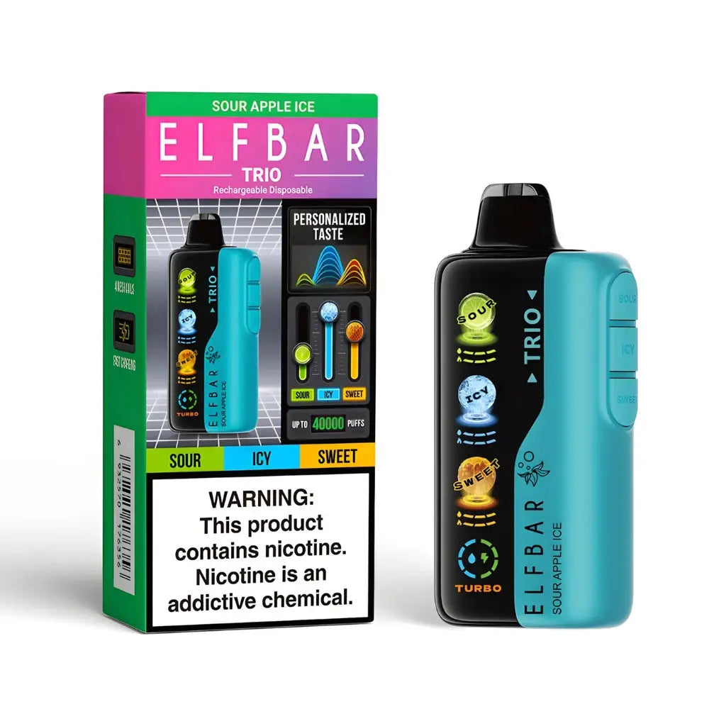 Elfbar Trio 40000 Puffs Disposable Vape - Sour Apple Ice - Disposable Vape - Vapes Uae