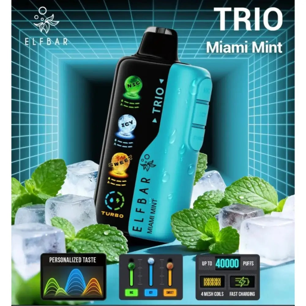 Elfbar Trio 40000 Puffs Disposable Vape - Miami Mint - Disposable Vape - Vapes Uae