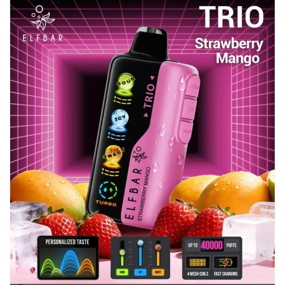 Elfbar Trio 40000 Puffs Disposable Vape - Strawberry Mango - Disposable Vape - Vapes Uae