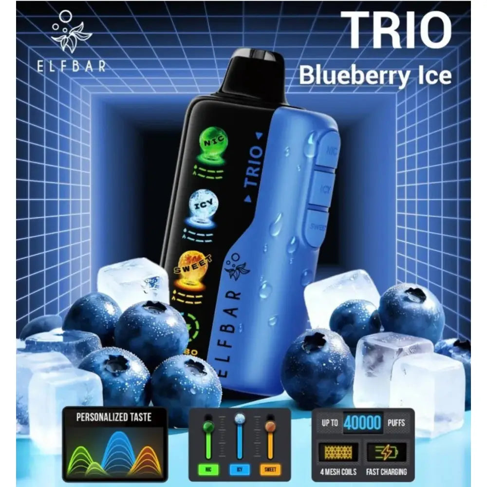 Elfbar Trio 40000 Puffs Disposable Vape - Blueberry Ice - Disposable Vape - Vapes Uae