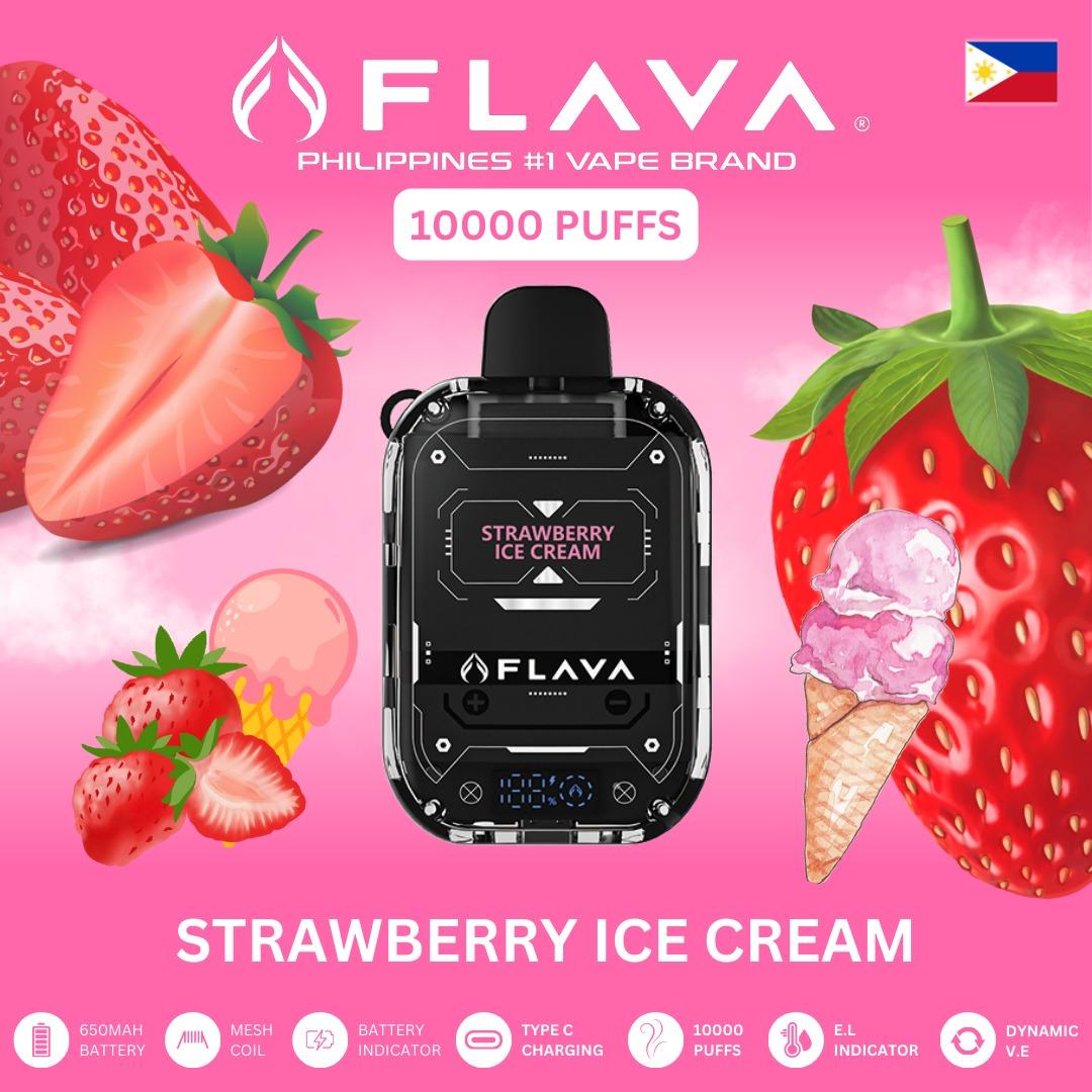 Flava 10000 Puffs Disposable Vape - Strawberry Ice Cream - Disposable Vape - Vapes Uae