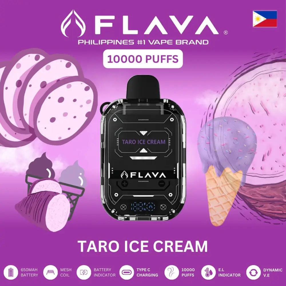 Flava 10000 Puffs Disposable Vape - Taro Ice Cream - Disposable Vape - Vapes Uae