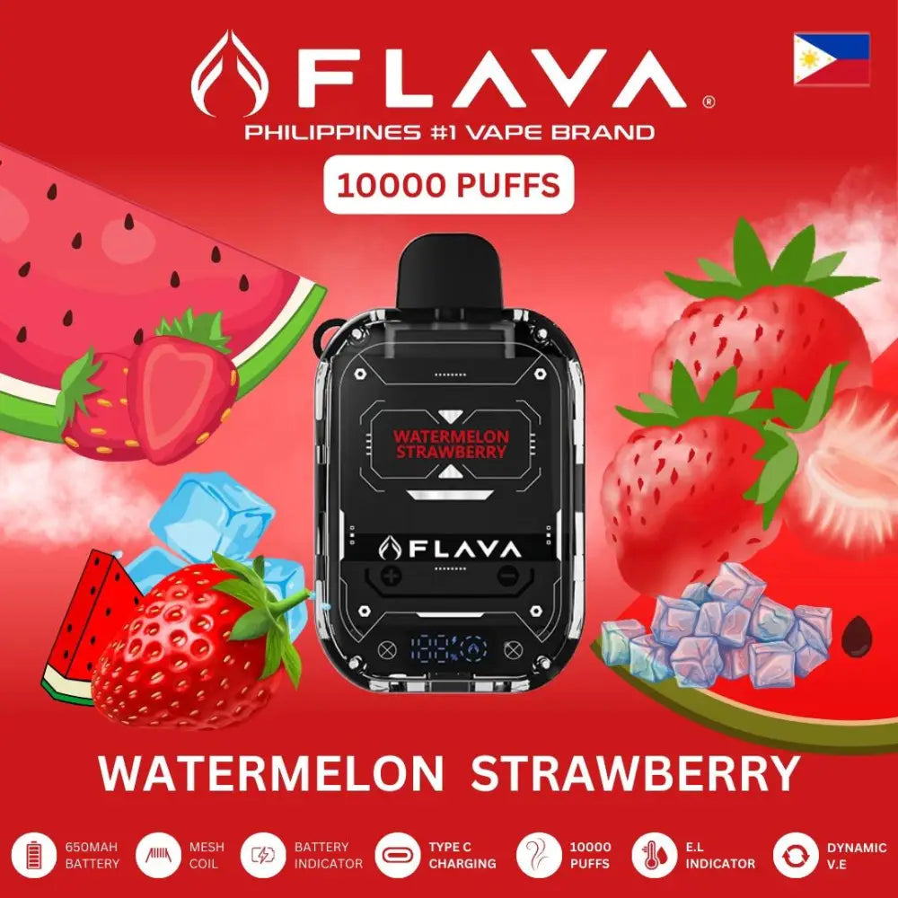 Flava 10000 Puffs Disposable Vape - Watermelon Strawberry - Disposable Vape - Vapes Uae