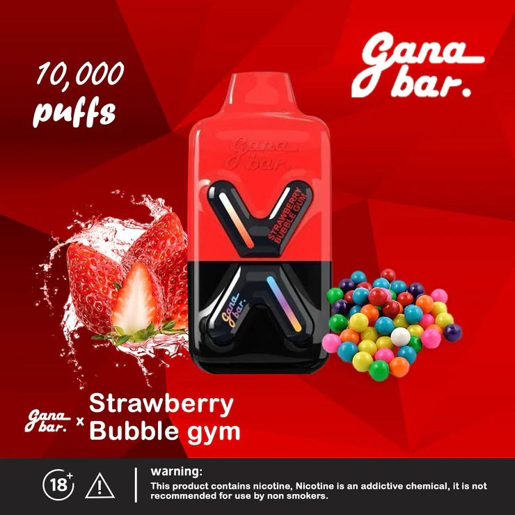 Gana bar 10000 puffs - strawberry bubble gum - disposable vape - vapes uae