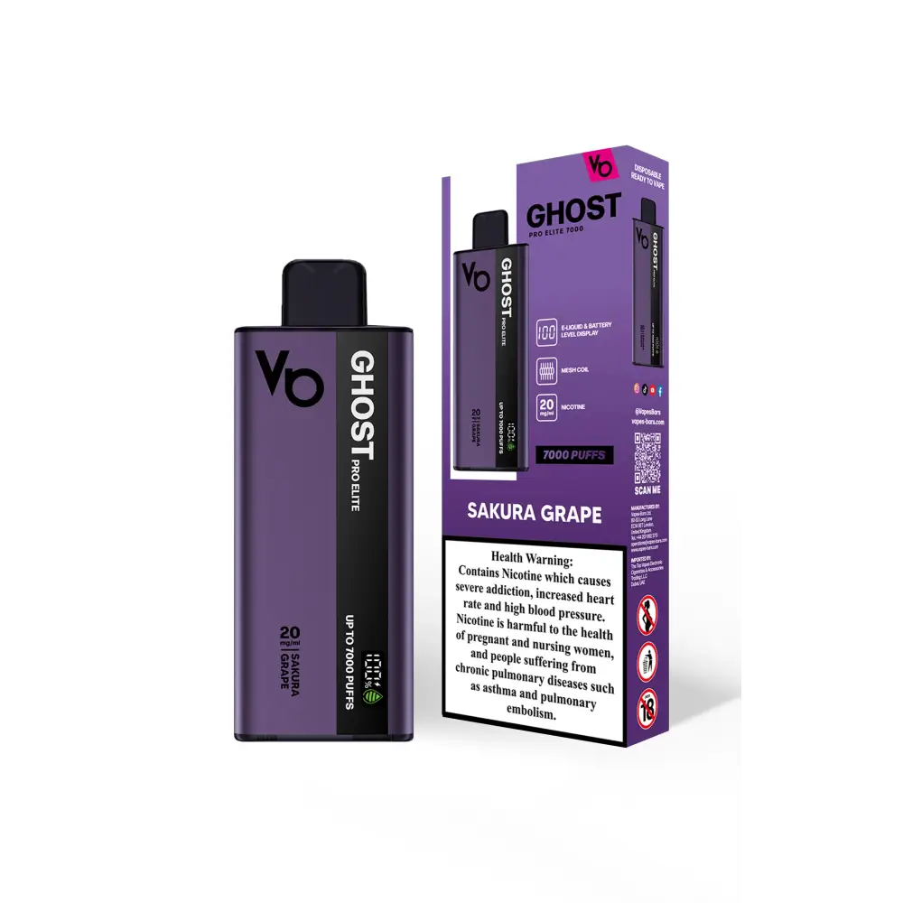 Ghost Pro Elite 7000 Puffs Disposable Vape Sakura Grape Disposable Vape Vapes Uae