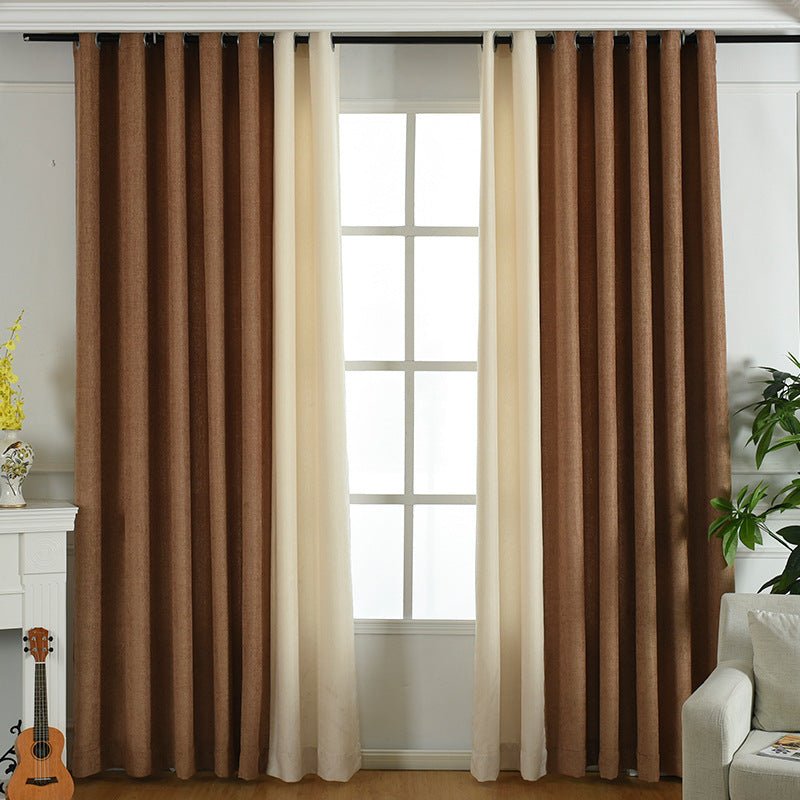 High shading chenille curtains - solid color - for living room and bedroom - coffee / cloth whole - home decor