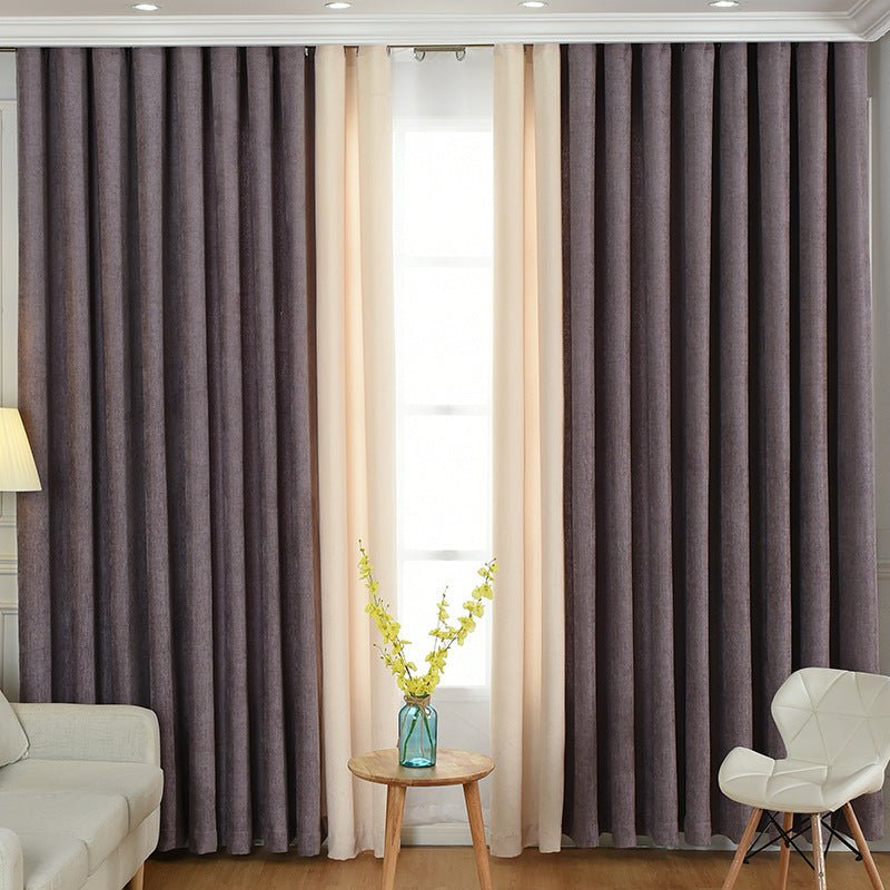 High shading chenille curtains - solid color - for living room and bedroom - brown / cloth whole - home decor