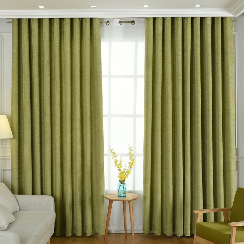 High shading chenille curtains - solid color - for living room and bedroom - green / cloth whole - home decor