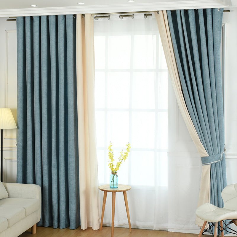 High shading chenille curtains - solid color - for living room and bedroom - light blue / cloth whole - home decor