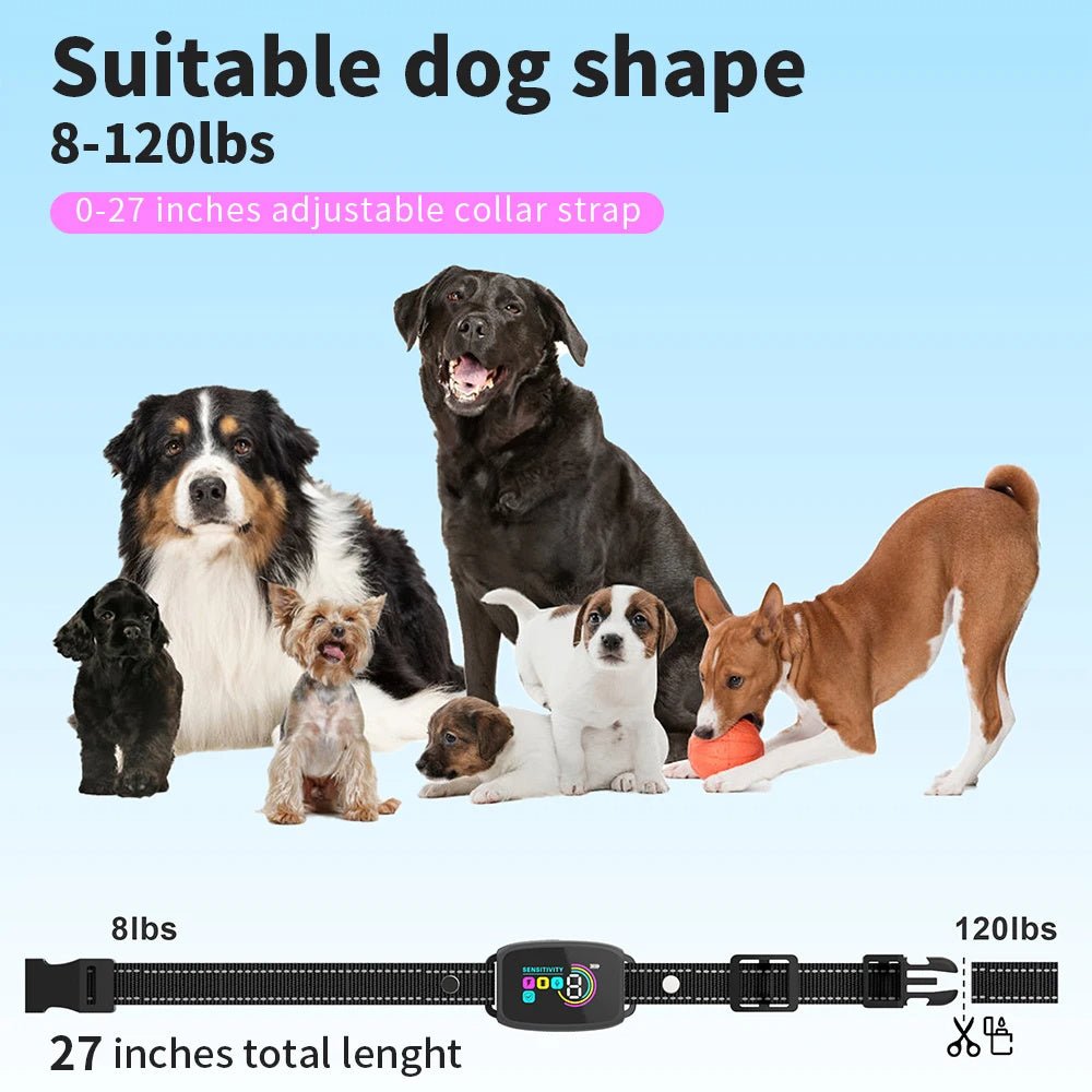 Intelligent anti-bark dog trainer - waterproof with hd display - smart automatic anti barking dog collar