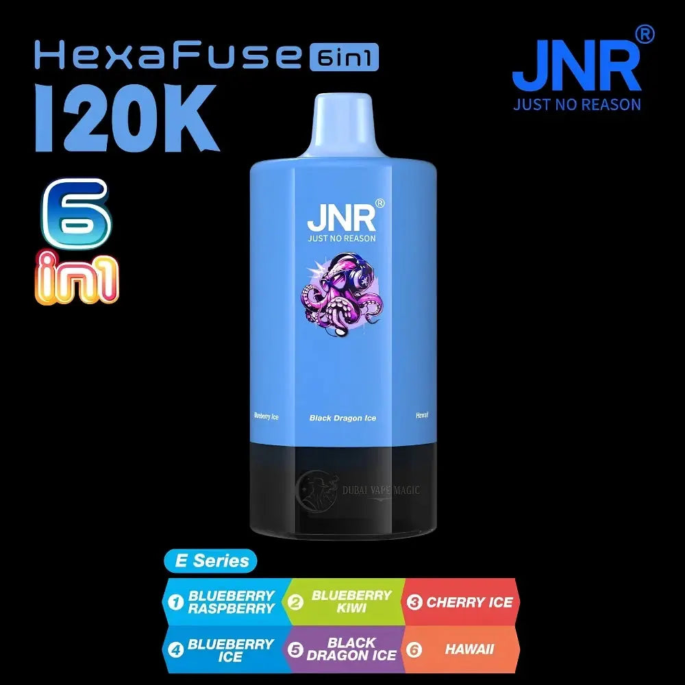 Jnr Hexafuse 6 in 1 120000 Puffs Disposable Vape - e Series (blueberry Raspberry | Blueberry Kiwi | Cherry Ice