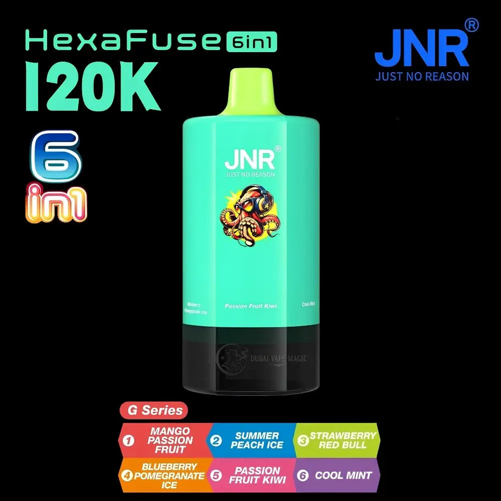 Jnr Hexafuse 6 in 1 120000 Puffs Disposable Vape - g Series (mango Passion Fruit | Summer Peach Ice | Strawberry Red