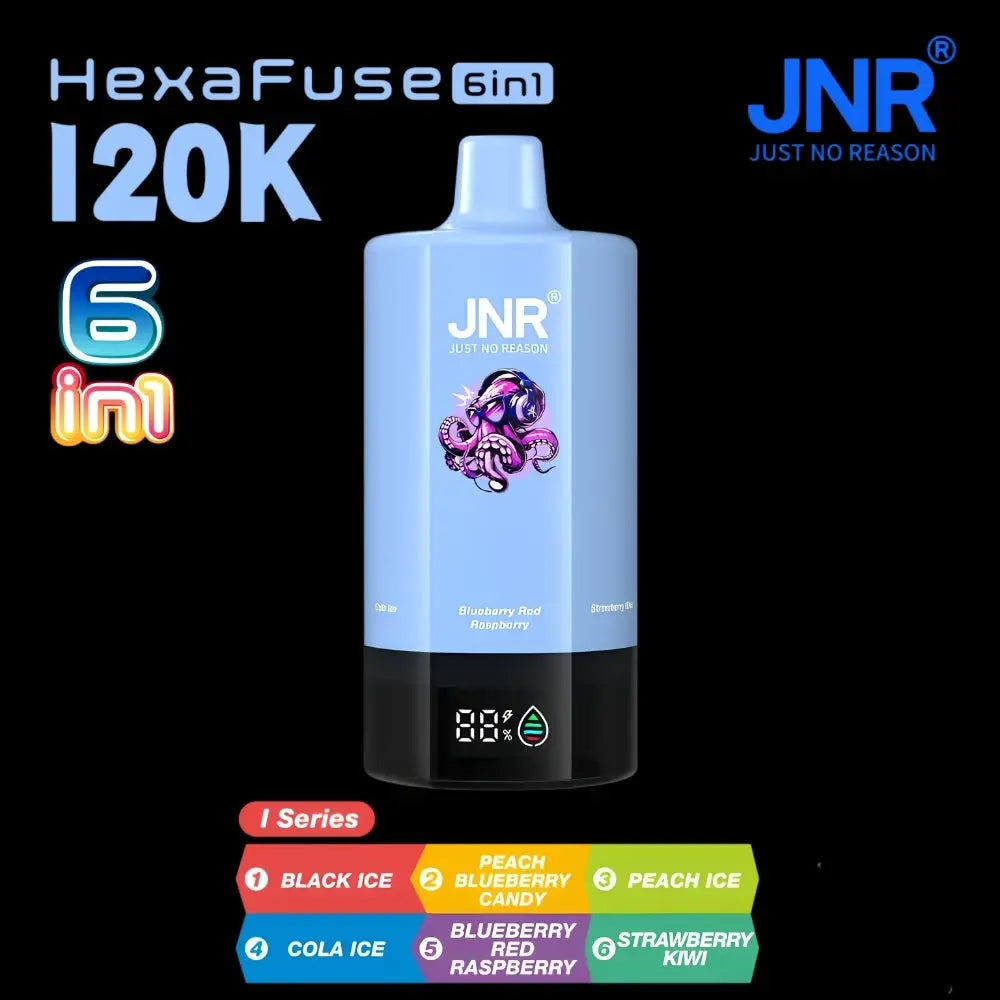 Jnr Hexafuse 6 in 1 120000 Puffs Disposable Vape - i Series (black Ice | Peach Blueberry Candy | Peach Ice | Cola Ice