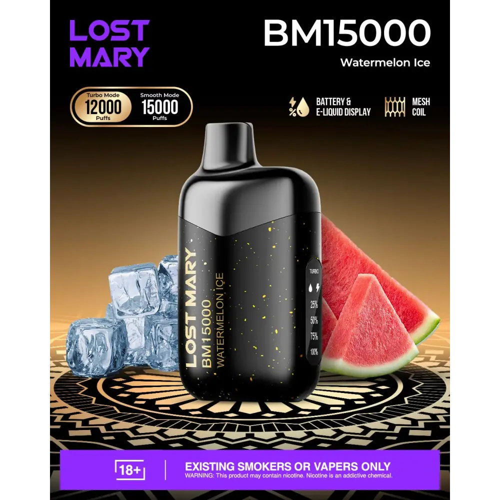 Lost Mary Bm15000 Puffs Disposable Vape - Watermelon Ice - Disposable Vape - Vapes Uae